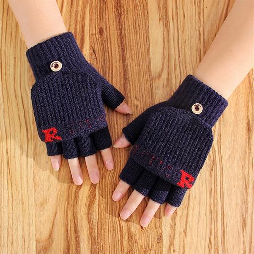 【冬日学习新招式！半指手套】学生可爱手套女士冬季半指翻盖，针织漏指加绒加厚防寒保暖露指，双层加厚罗纹碗口 贴合手腕 锁住温暖还不勒手 商品图11