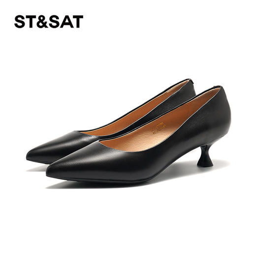 星期六优雅尖头通勤中跟鞋SSC1111085 商品图11