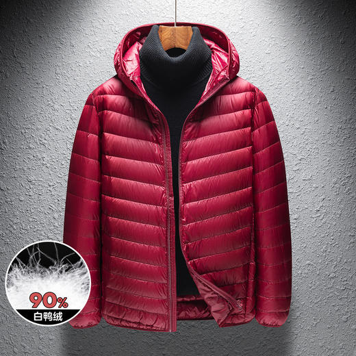 【90白鸭绒】罗蒙男士轻薄羽绒服男短款秋冬纯色连帽外套男士羽绒服 商品图1
