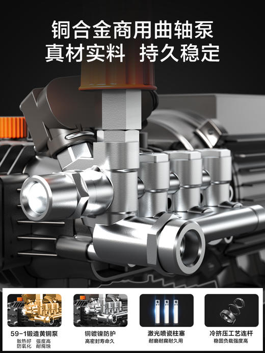 亿力商用洗车机大功率清洗机9026G水泵高压水枪强力洗地刷车神器家用 商品图3