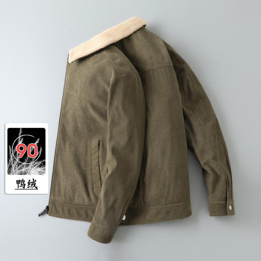 【羊羔绒领】罗蒙经典灯芯绒羽绒服男工装夹克男士羽绒服外套男羽绒服 商品图6