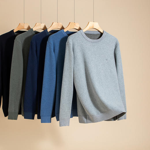 柒牌男士休闲上衣保暖内衣圆领羊毛秋衣抑菌打底衫内搭外穿卫衣男	125F70040 商品图4