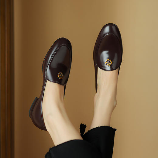 优雅百搭，圆润真皮纯色金属装饰乐福鞋单鞋NX-8076 商品图11