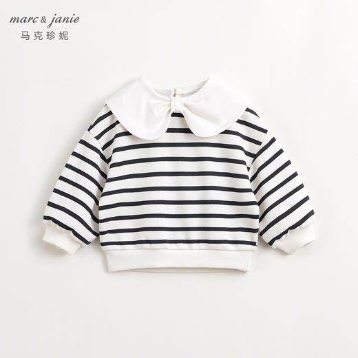 马克珍妮女童超舒棉蝴蝶结领卫衣儿童无感印花上衣春装新款240073 商品图2