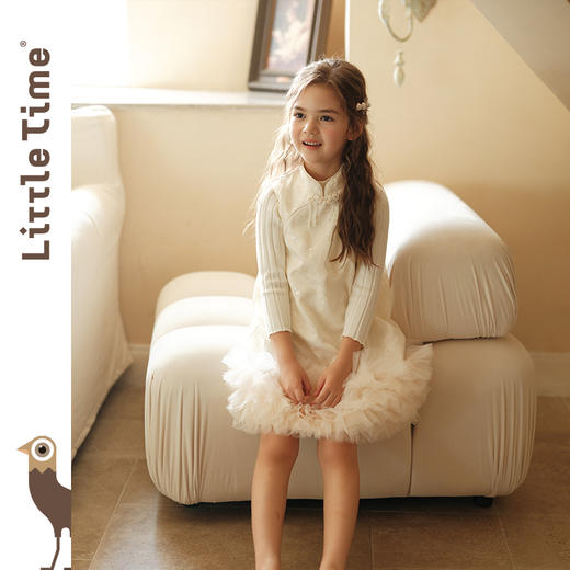 littletime公主网纱2024新春款国风旗袍裙珠片闪亮连衣裙 商品图4
