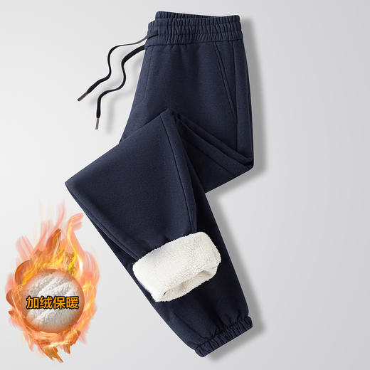 【羊羔绒内里】罗蒙秋冬加绒保暖束脚裤男时尚百搭运动裤加厚加绒裤休闲裤男 商品图2