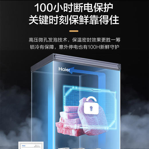 海尔（Haier)冰柜小型冰柜单温柜家用冷柜一级能效母乳 冷藏或全冷冻急冻速冻 BC/BD-142GHPCZ 商品图4