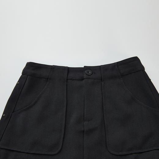 谜底黑色半身裙2024春新款工装风大口袋高腰百搭中长裙241MB0118 商品图3