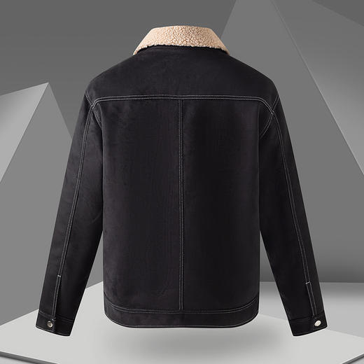 【白鸭绒 羊羔绒领】罗蒙仿麂皮绒羽绒服百搭工装夹克男士羽绒服工装男羽绒服 商品图4