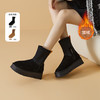 西遇厚底雪地靴女新款冬季弹力中筒铅笔靴短靴保暖加绒棉鞋D0034450 商品缩略图0