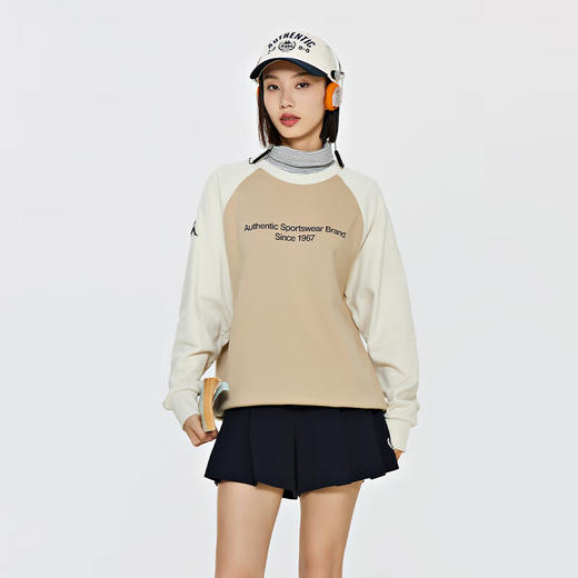 复古套头衫2024新款男女撞色运动卫衣圆领长袖K0EW2WT01 商品图0