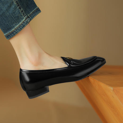 优雅百搭，圆润真皮纯色金属装饰乐福鞋单鞋NX-8076 商品图6