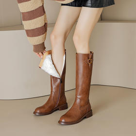 时尚个性，羊皮毛一体长筒靴骑士靴真皮真毛雪地靴JL-AC685