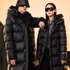 丁摩~鹅绒服黑金八格高端羽绒服加厚男女长款过膝极寒冬季外套三防免洗D23-1225001