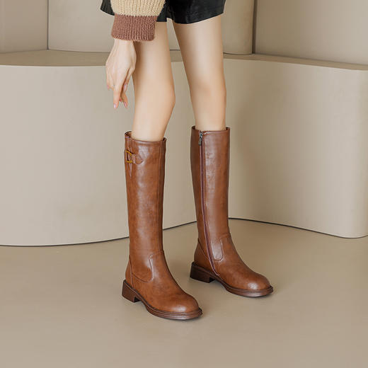 时尚个性，羊皮毛一体长筒靴骑士靴真皮真毛雪地靴JL-AC685 商品图3