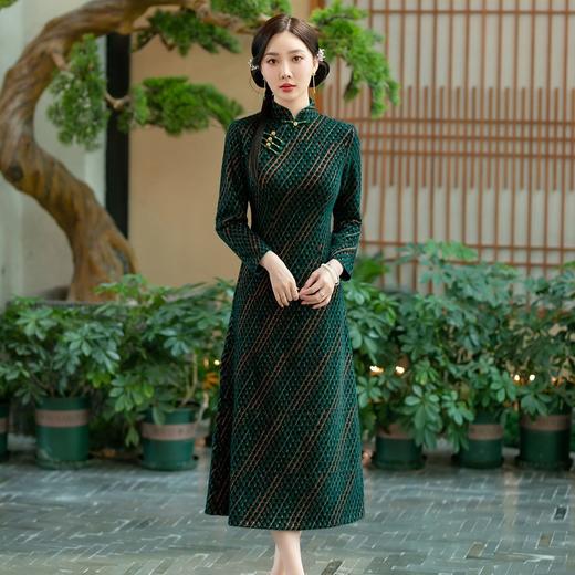 SYG-738旗袍冬款加厚水貂绒长款时尚显瘦复古高档连衣裙 商品图2