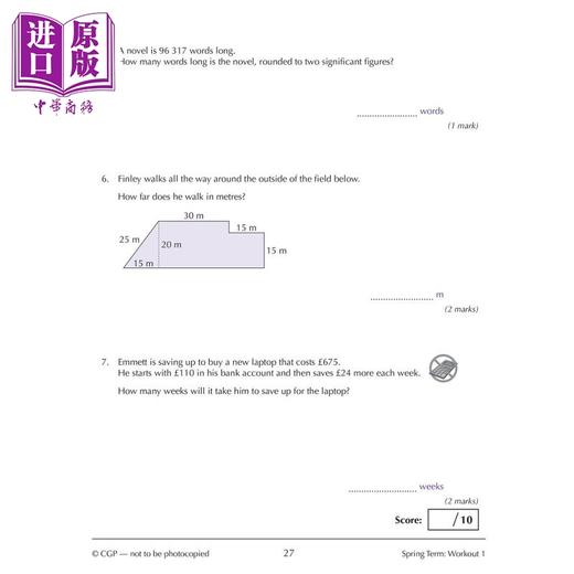 预售 【中商原版】英国原版CGP教辅  新的 KS3 数学10分钟周周练8年级New KS3 Maths 10-Minute Weekly Workouts Year 8 中学教辅 商品图4