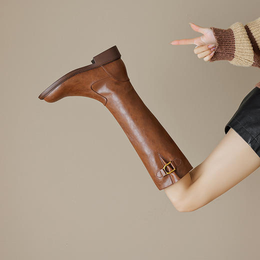 时尚个性，羊皮毛一体长筒靴骑士靴真皮真毛雪地靴JL-AC685 商品图2