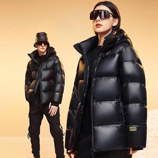 丁摩~鹅绒服黑金八格高端羽绒服加厚男女长款过膝极寒冬季外套三防免洗D23-1225001 商品图2