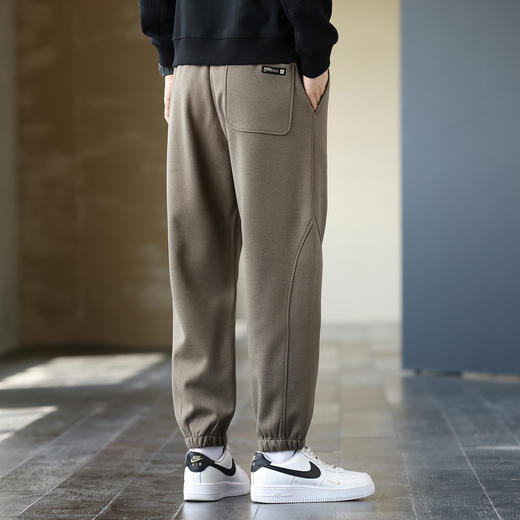 1Z130J836【斜纹磨毛加厚】罗蒙秋冬男装束脚休闲裤时尚拼接裤子男运动裤男卫裤 商品图5