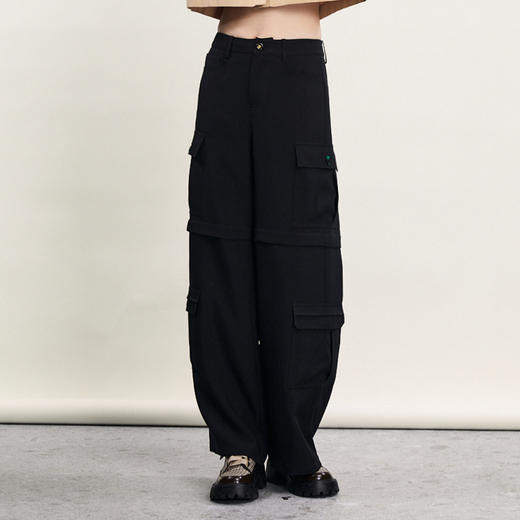 谜底休闲裤女2024春新款工装风时尚大口袋百搭直筒长裤241MK0083 商品图0
