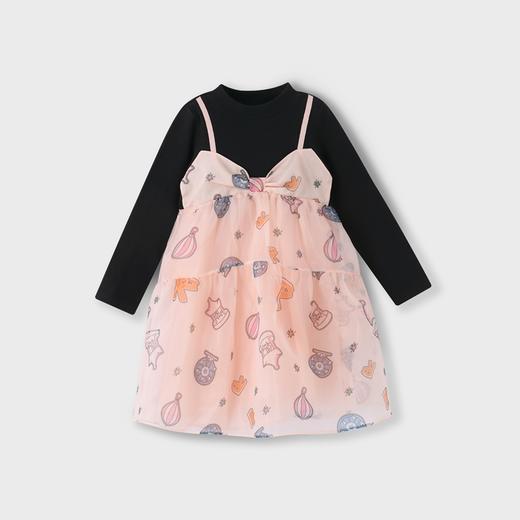 女童俏皮假两件长袖连衣裙子新款安奈儿童装实体店同款AG413538 商品图0