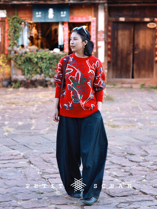 PETIT SCHAN小闪 CLO#376 cruise 游弋 意大利进口羊毛桑蚕丝混纺微弧大廓形阔腿香蕉裤 商品图1