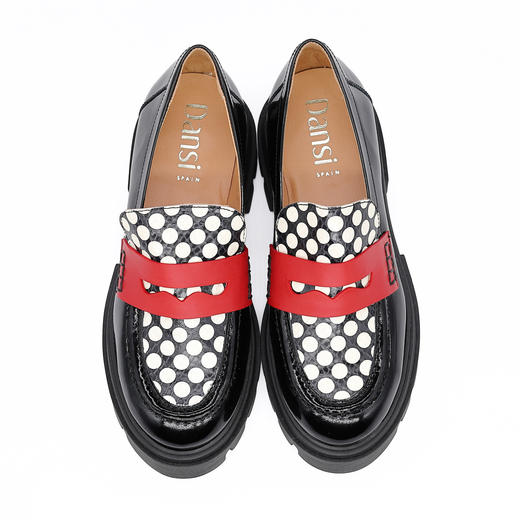 #断码特价38码&39码#西班牙原产时尚舒适厚底女款乐福鞋四季款5782经典黑白波点(超轻款) 商品图5