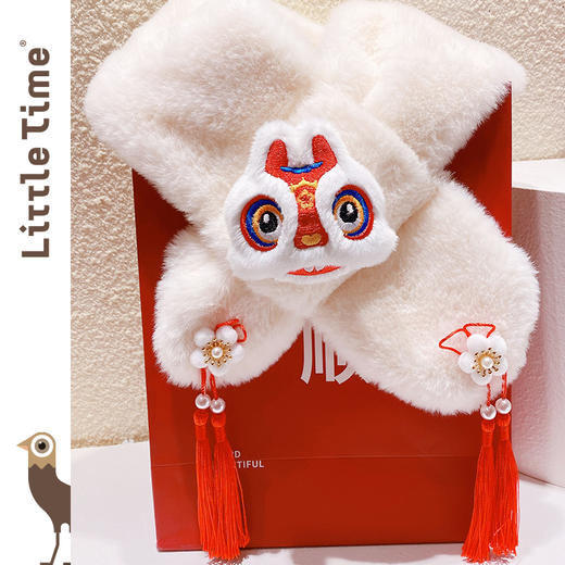 littletime小龙人保暖毛毛围脖新款冬男童女童2024龙年可爱小围巾 商品图4