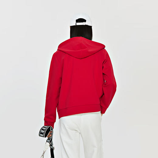 复古运动开身帽衫2024女卫衣休闲长袖撞色外套K0E22MK01 商品图3