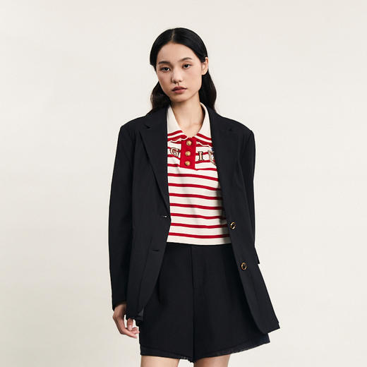 谜底西装外套女2024春季新款通勤风职场宽松中长款西服241MW0164 商品图0