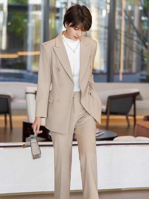 卡其色西装套装女2023秋冬长袖职业装女装套装时尚干练正装 商品图1