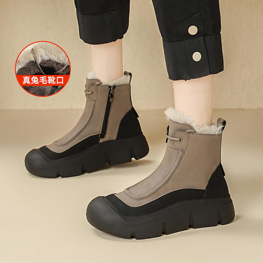 品质好货 | Safiya/索菲娅2023冬季加绒加厚兔毛一体系带雪地靴棉靴 SF3411A710 商品图0