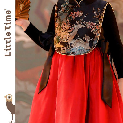 littletime女童汉服中国风唐装2023秋冬新款儿童无袖古风连衣裙 商品图4