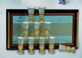 国韵十全十美 金属珐琅+国瓷永丰源高温珐琅瓷转心酒杯