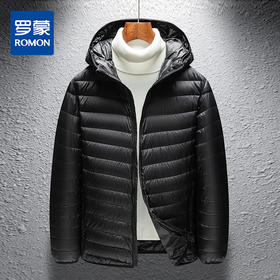 【90白鸭绒】罗蒙男士轻薄羽绒服男短款秋冬纯色连帽外套男士羽绒服