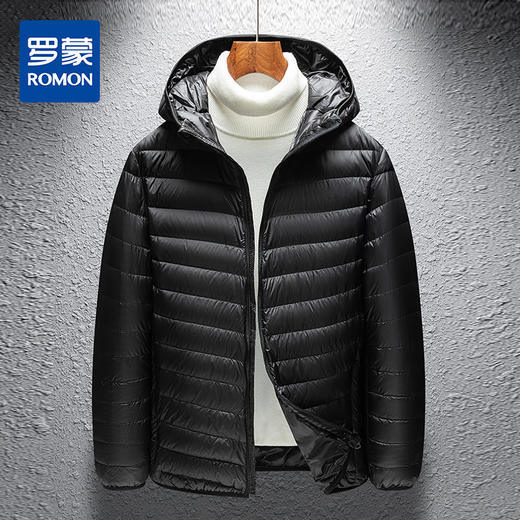 【90白鸭绒】罗蒙男士轻薄羽绒服男短款秋冬纯色连帽外套男士羽绒服 商品图0