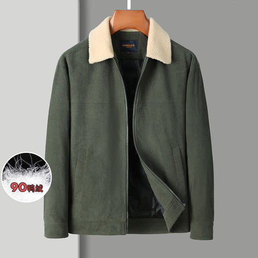 【羊羔绒领】罗蒙经典灯芯绒羽绒服男工装夹克男士羽绒服外套男羽绒服 商品图3