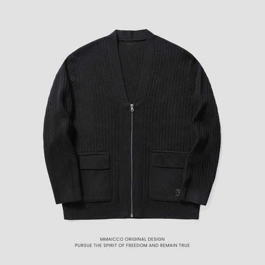 墨麦客多米绒v字领针织开衫男2023秋季新款坑条肌理男士外套20633 商品图1