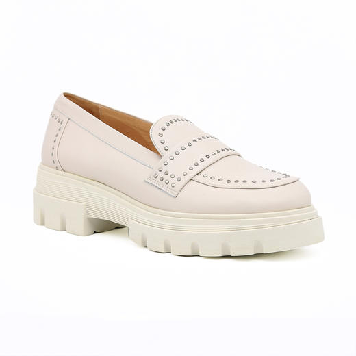 #断码特价37（38码）#西班牙原产时尚轻便舒适厚底女款乐福鞋四季款5783白色 商品图1