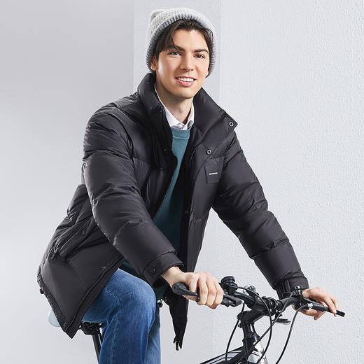 【白鸭绒+石墨烯】柒牌立领羽绒服2024秋冬新款黑色防风保暖外套	127E70120 商品图1