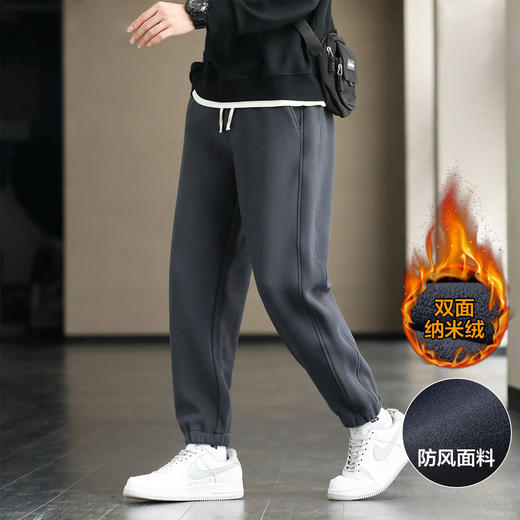 罗蒙秋冬男裤双面纳米绒防风裤子男裤加绒休闲裤男保暖男士休闲裤 商品图1