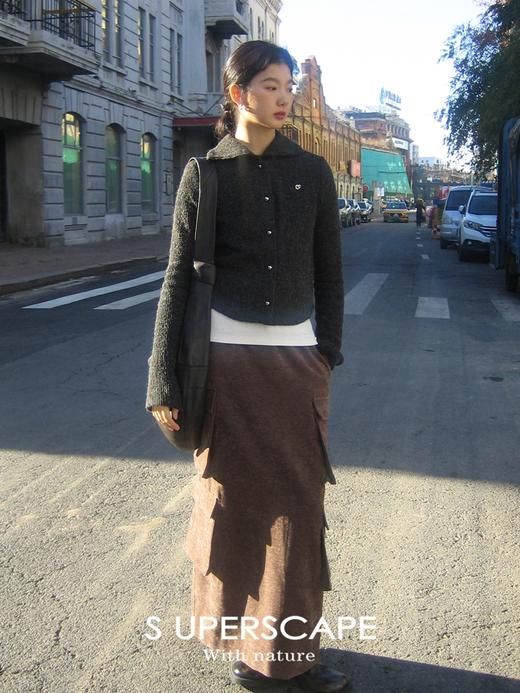 【反季清仓不退不换】精致碱水结肌理感坑条翻领针织短款小香开衫 商品图3