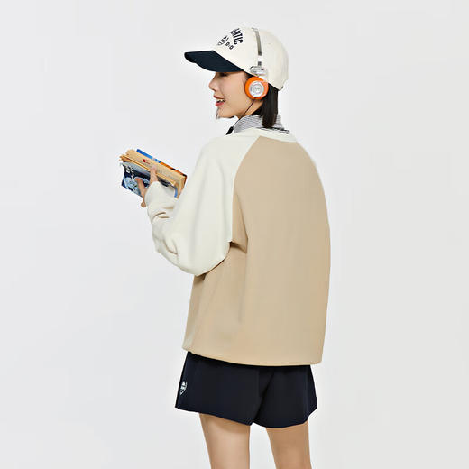 复古套头衫2024新款男女撞色运动卫衣圆领长袖K0EW2WT01 商品图2