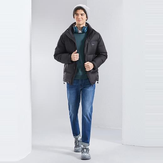 【白鸭绒+石墨烯】柒牌立领羽绒服2024秋冬新款黑色防风保暖外套	127E70120 商品图3