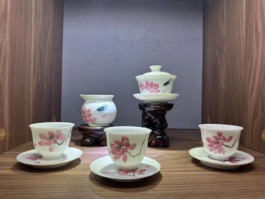 景德镇陶瓷 国瓷红叶10头手绘五彩玉蝉盖碗 商品图1