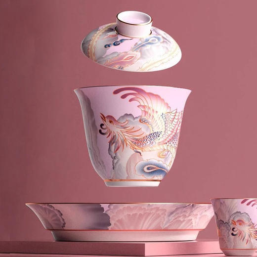 成艺-凤凰迷你1号三才盖碗200ML战马马蹄介杯千佛元宝小介杯三才盖碗 商品图1
