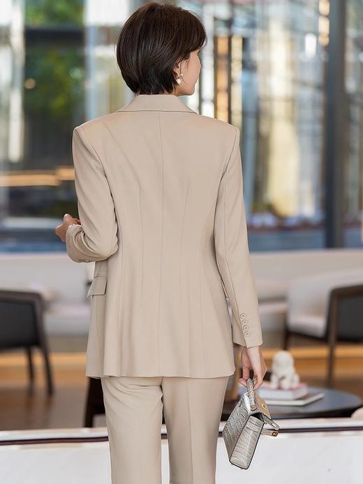 卡其色西装套装女2023秋冬长袖职业装女装套装时尚干练正装 商品图4