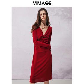 VIMAGE纬漫纪春季新款时尚慵懒风舒适性感连衣裙V2177703