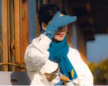 【已绝版】冬日梦想家系列 毛绒纯色针织围巾（蓝） 商品图0